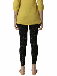 De Moza Women's Ankle Length Leggings All Over Print Viscose Black - De Moza (4461737082943)