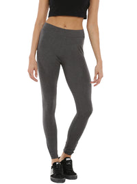De Moza Women's Ankle Length Leggings Solid Cotton Anthra Melange - De Moza (4464287973439)