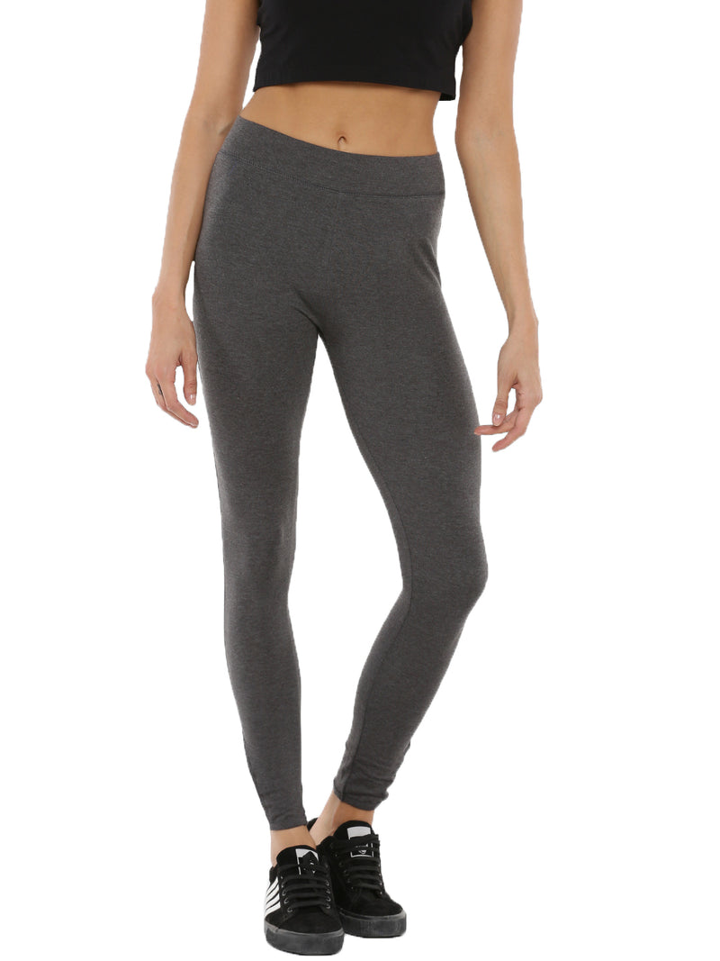 De Moza Women's Ankle Length Leggings Solid Cotton Anthra Melange - De Moza (4464287973439)