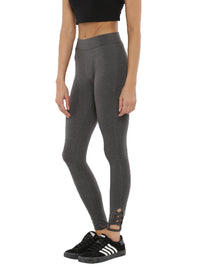 De Moza Women's Ankle Length Leggings Solid Cotton Anthra Melange - De Moza (4464287973439)