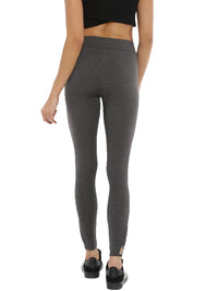 De Moza Women's Ankle Length Leggings Solid Cotton Anthra Melange - De Moza (4464287973439)