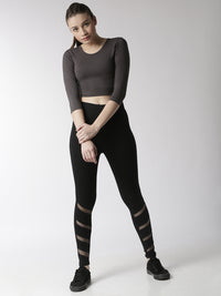 De Moza Women's Ankle Length Leggings  Cotton Black - De Moza (4470436134975)