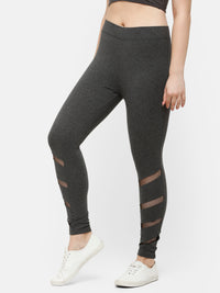 De Moza Women's Ankle Length Leggings  Cotton Anthra Melange - De Moza (4885586804799)