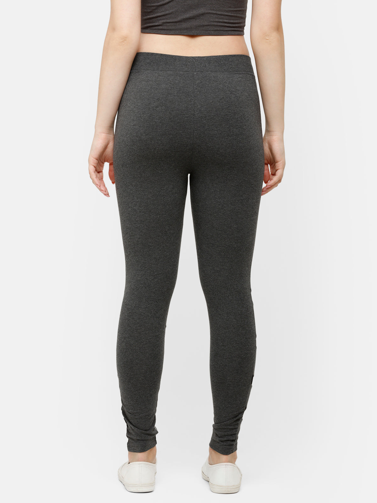 De Moza Women's Ankle Length Leggings  Cotton Anthra Melange - De Moza (4885586804799)