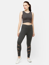 De Moza Women's Ankle Length Leggings  Cotton Anthra Melange - De Moza (4885586804799)
