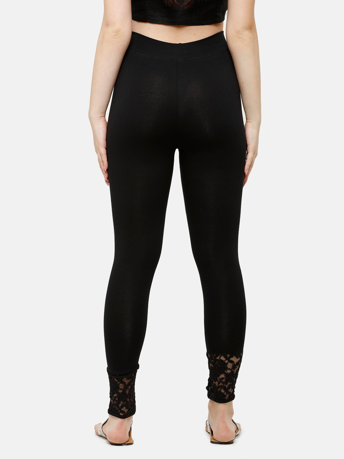 De Moza Women's Ankle Length Leggings  Cotton Black - De Moza (4885586837567)