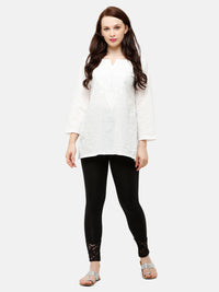 De Moza Women's Ankle Length Leggings  Cotton Black - De Moza (4885586837567)
