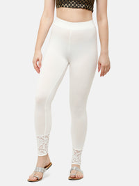 De Moza Women's Ankle Length Leggings  Cotton Offwhite - De Moza (4885586870335)