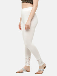 De Moza Women's Ankle Length Leggings  Cotton Offwhite - De Moza (4885586870335)