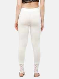 De Moza Women's Ankle Length Leggings  Cotton Offwhite - De Moza (4885586870335)