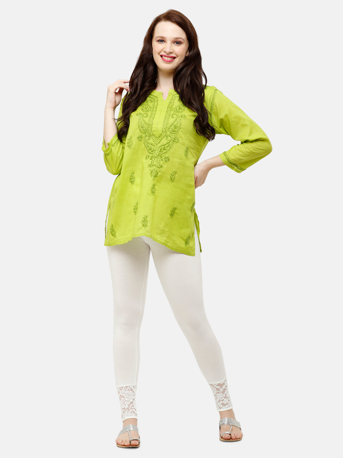 De Moza Women's Ankle Length Leggings  Cotton Offwhite - De Moza (4885586870335)