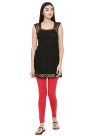 De Moza- Ladies Printed Ankle Length Leggings Red - De Moza (1602581725247)