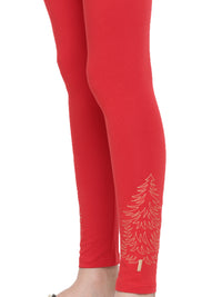 De Moza- Ladies Printed Ankle Length Leggings Red - De Moza (1602581725247)