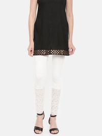 De Moza Women's Leggings Ankle Length Solid Viscose Lycra Offwhite - De Moza (4464287940671)