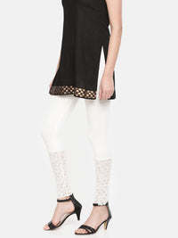 De Moza Women's Leggings Ankle Length Solid Viscose Lycra Offwhite - De Moza (4464287940671)