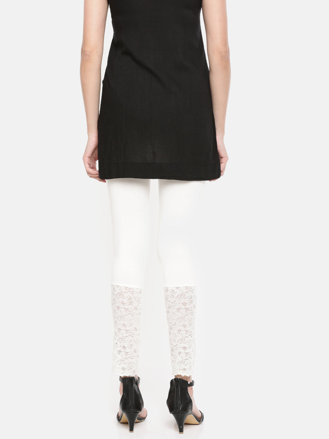 De Moza Women's Leggings Ankle Length Solid Viscose Lycra Offwhite - De Moza (4464287940671)