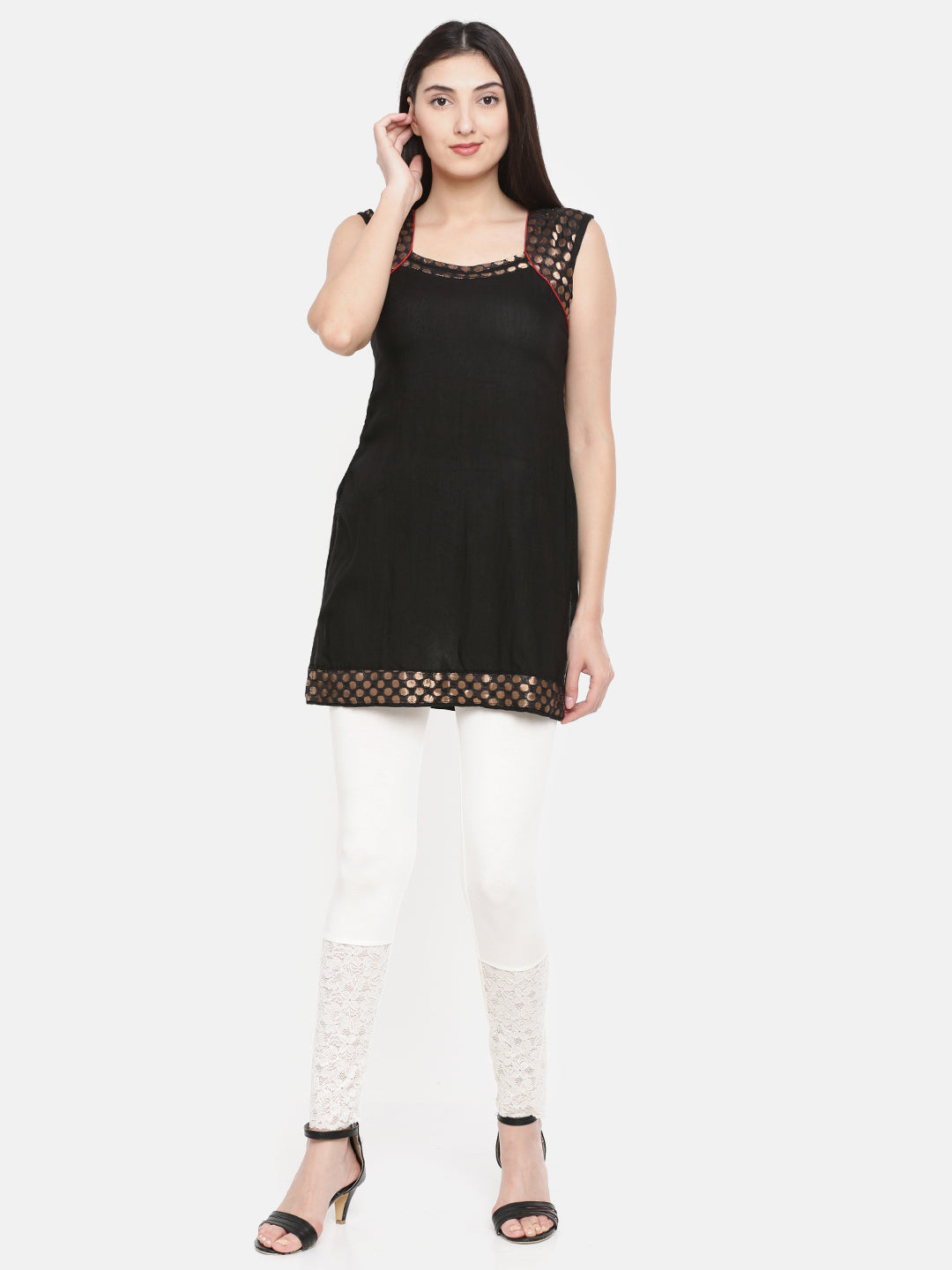 De Moza Women's Leggings Ankle Length Solid Viscose Lycra Offwhite - De Moza (4464287940671)