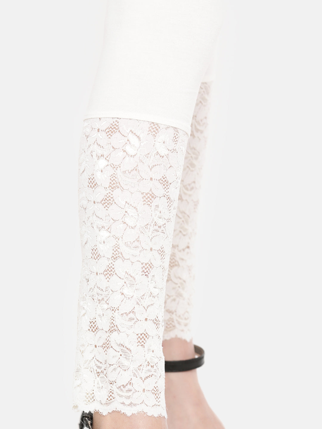 De Moza Women's Leggings Ankle Length Solid Viscose Lycra Offwhite - De Moza (4464287940671)