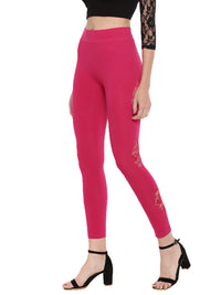 De Moza Ladies Printed Ankle Length Leggings Fuchsia - De Moza (1596307931199)