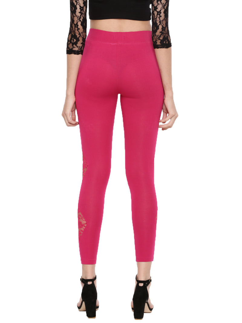 De Moza Ladies Printed Ankle Length Leggings Fuchsia - De Moza (1596307931199)