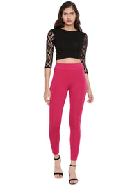 De Moza Ladies Printed Ankle Length Leggings Fuchsia - De Moza (1596307931199)