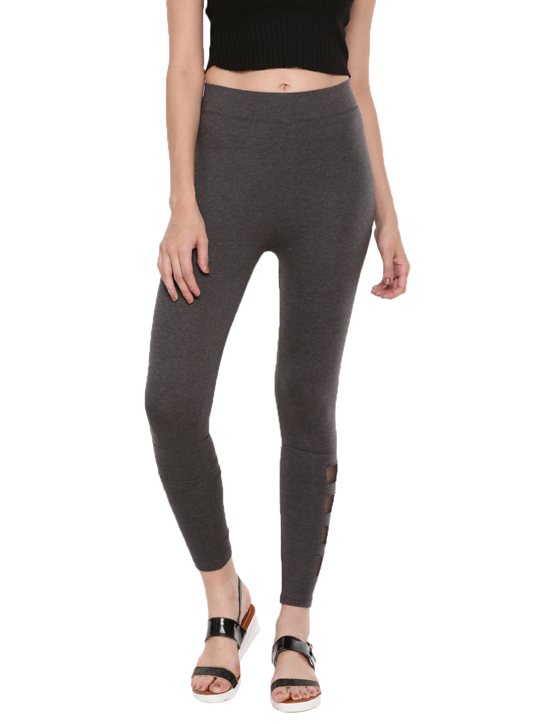 De Moza- Ladies Anthra Melange Mesh Leggings - De Moza (1603132489791)