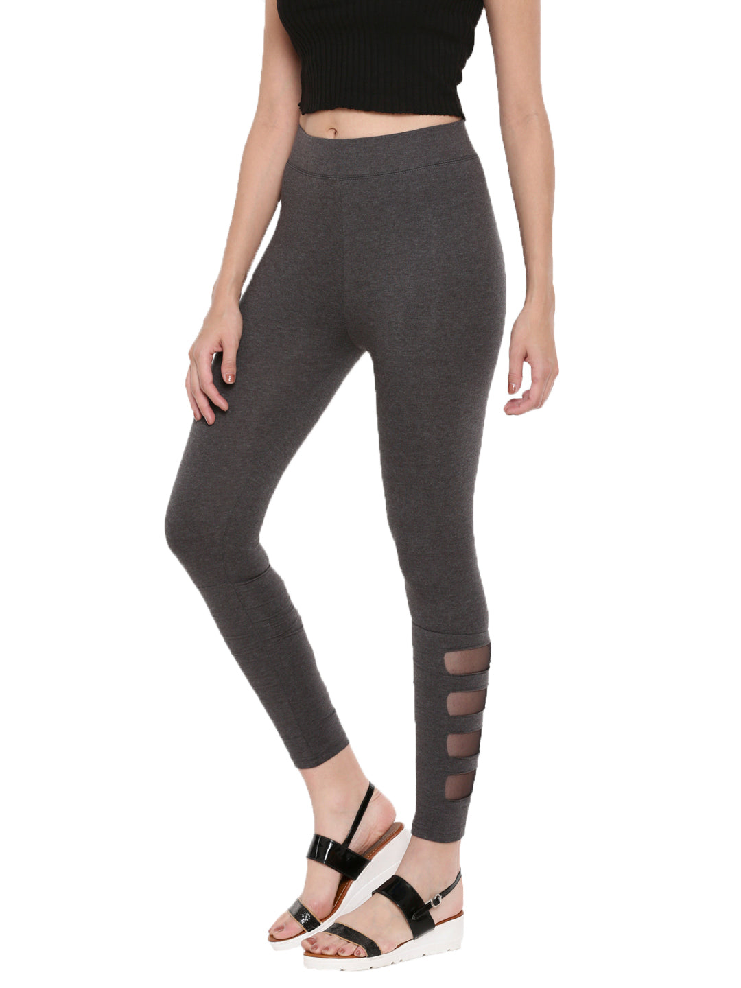 De Moza- Ladies Anthra Melange Mesh Leggings - De Moza (1603132489791)