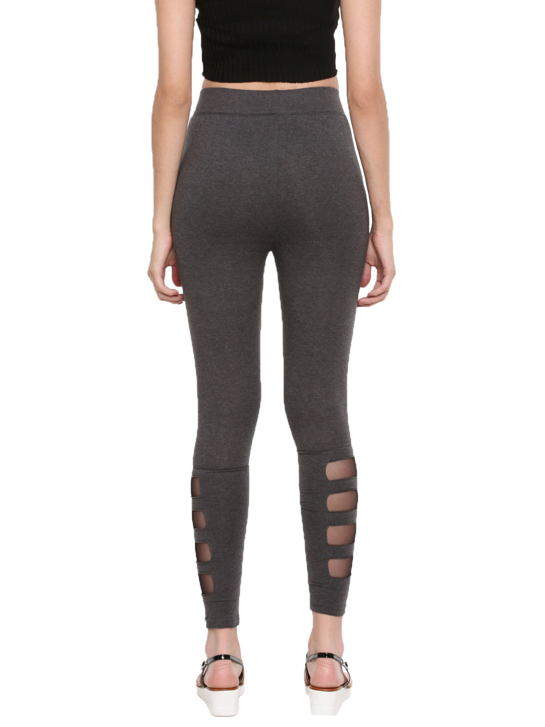 De Moza- Ladies Anthra Melange Mesh Leggings - De Moza (1603132489791)