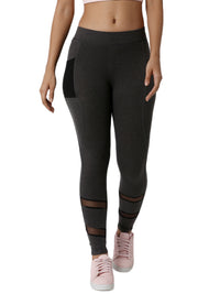 De Moza Ladies Mesh Anthra Melange Phone Pocket Active Wear - De Moza (1790107582527)
