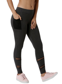 De Moza Ladies Mesh Anthra Melange Phone Pocket Active Wear - De Moza (1790107582527)
