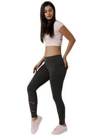 De Moza Ladies Mesh Anthra Melange Phone Pocket Active Wear - De Moza (1790107582527)