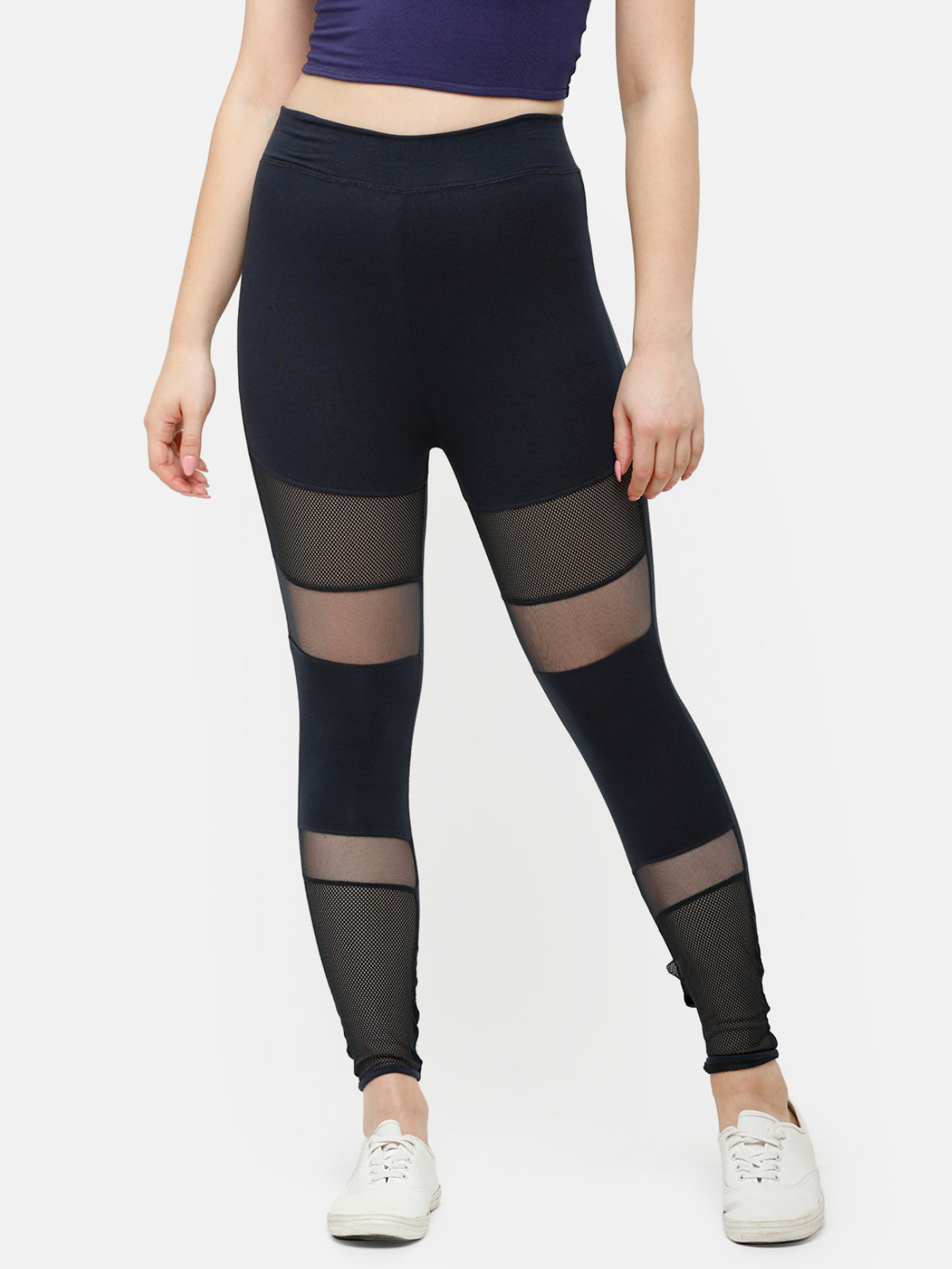 De Moza Women's Ankle Length Leggings  Cotton Dark Navy Blue - De Moza (4885589327935)
