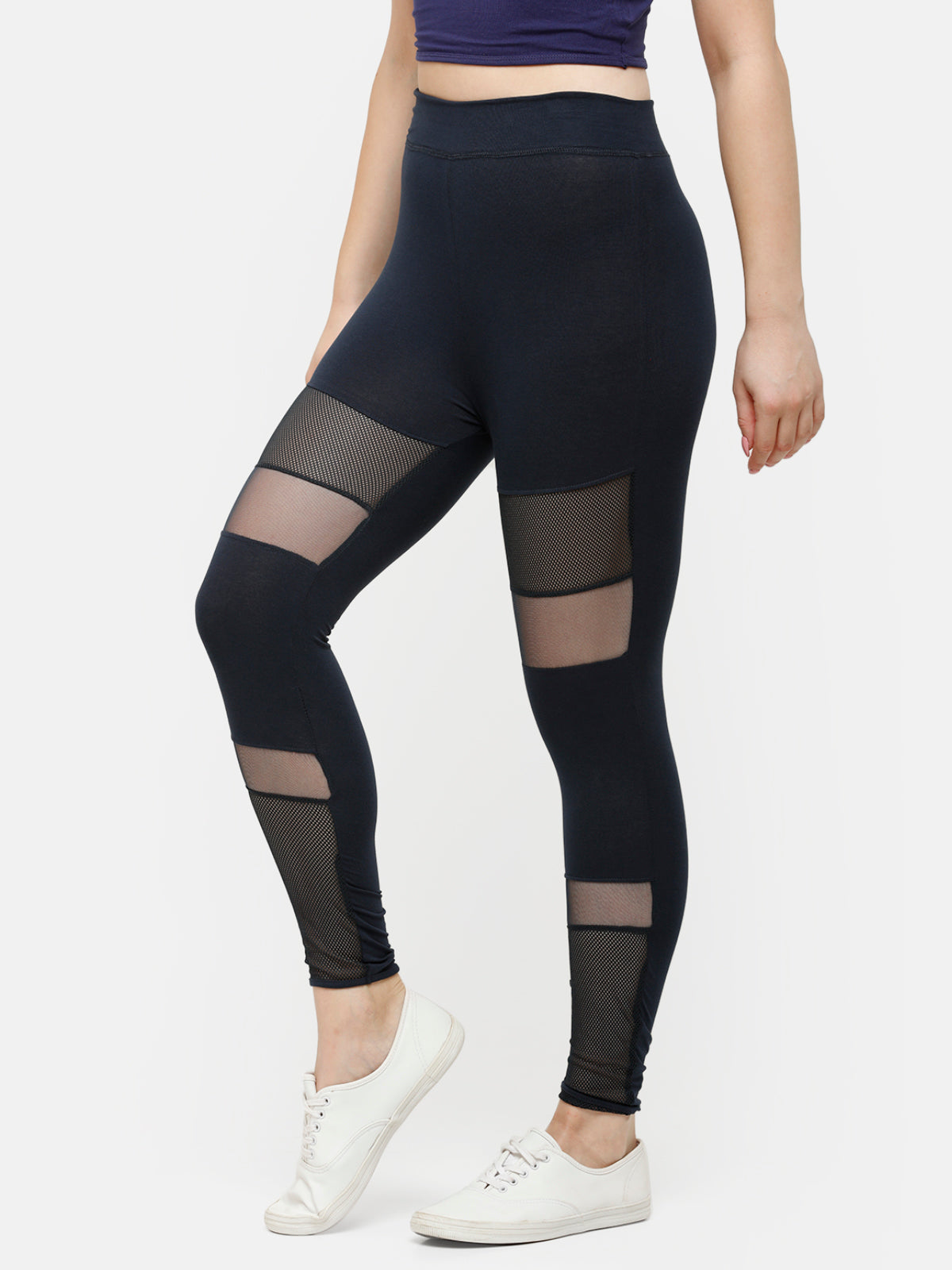 De Moza Women's Ankle Length Leggings  Cotton Dark Navy Blue - De Moza (4885589327935)