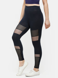 De Moza Women's Ankle Length Leggings  Cotton Dark Navy Blue - De Moza (4885589327935)