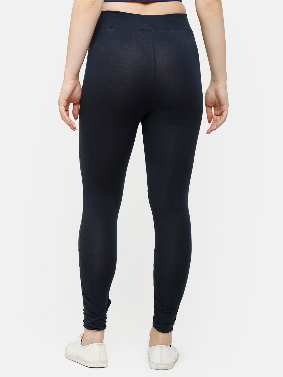 De Moza Women's Ankle Length Leggings  Cotton Dark Navy Blue - De Moza (4885589327935)