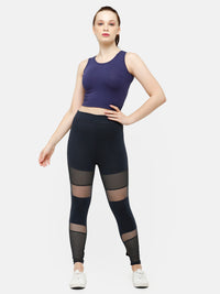 De Moza Women's Ankle Length Leggings  Cotton Dark Navy Blue - De Moza (4885589327935)