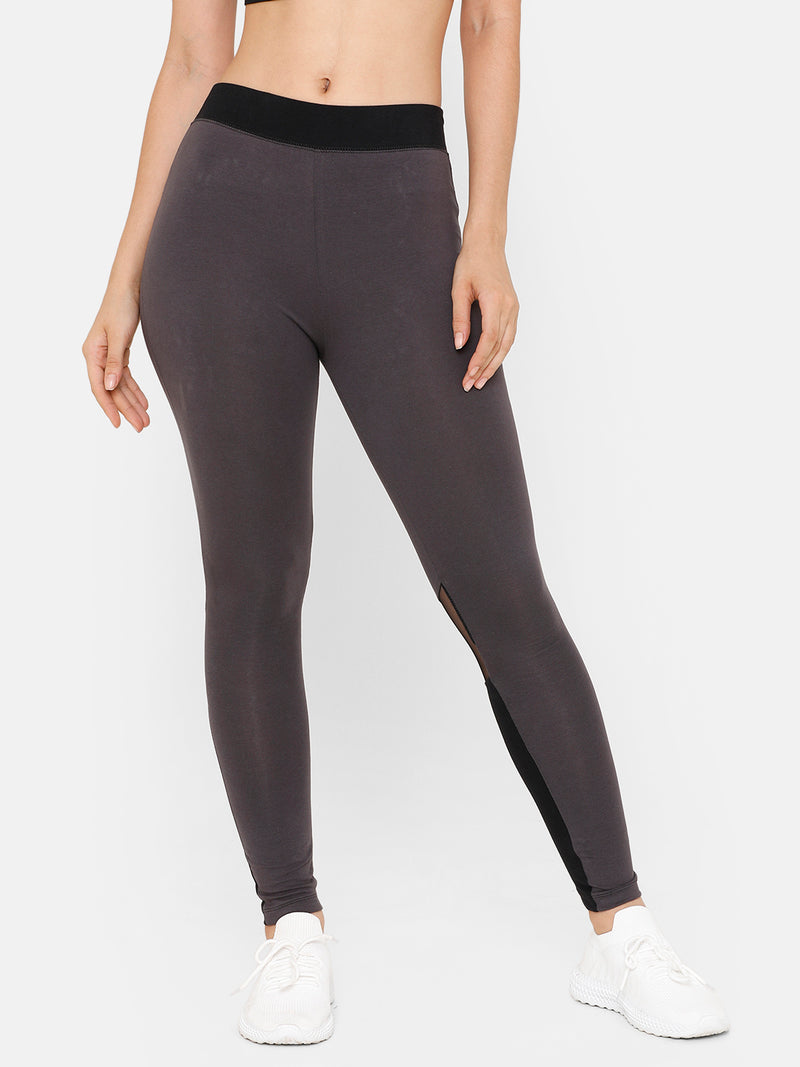 De Moza Women Sporty Ankle Length Leggings Cotton Dark Grey - De Moza (4712829124671)