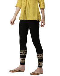 De Moza Ladies Placement Print Leggings Black - De Moza (1971267305535)