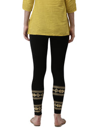 De Moza Ladies Placement Print Leggings Black - De Moza (1971267305535)