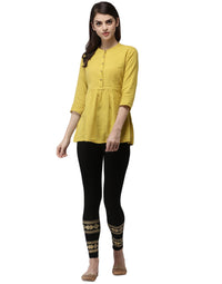 De Moza Ladies Placement Print Leggings Black - De Moza (1971267305535)
