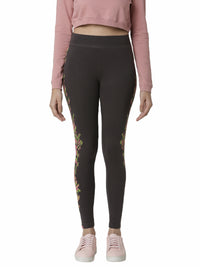 De Moza Women's Printed Ankle Length Leggings  Dark Grey - De Moza (4464289939519)