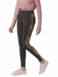 De Moza Women's Printed Ankle Length Leggings  Dark Grey - De Moza (4464289939519)