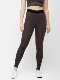 De Moza Women's Ankle Length Leggings Placement Print Cotton Dark Grey Melange - De Moza (4885588934719)
