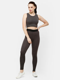 De Moza Women's Ankle Length Leggings Placement Print Cotton Dark Grey Melange - De Moza (4885588934719)