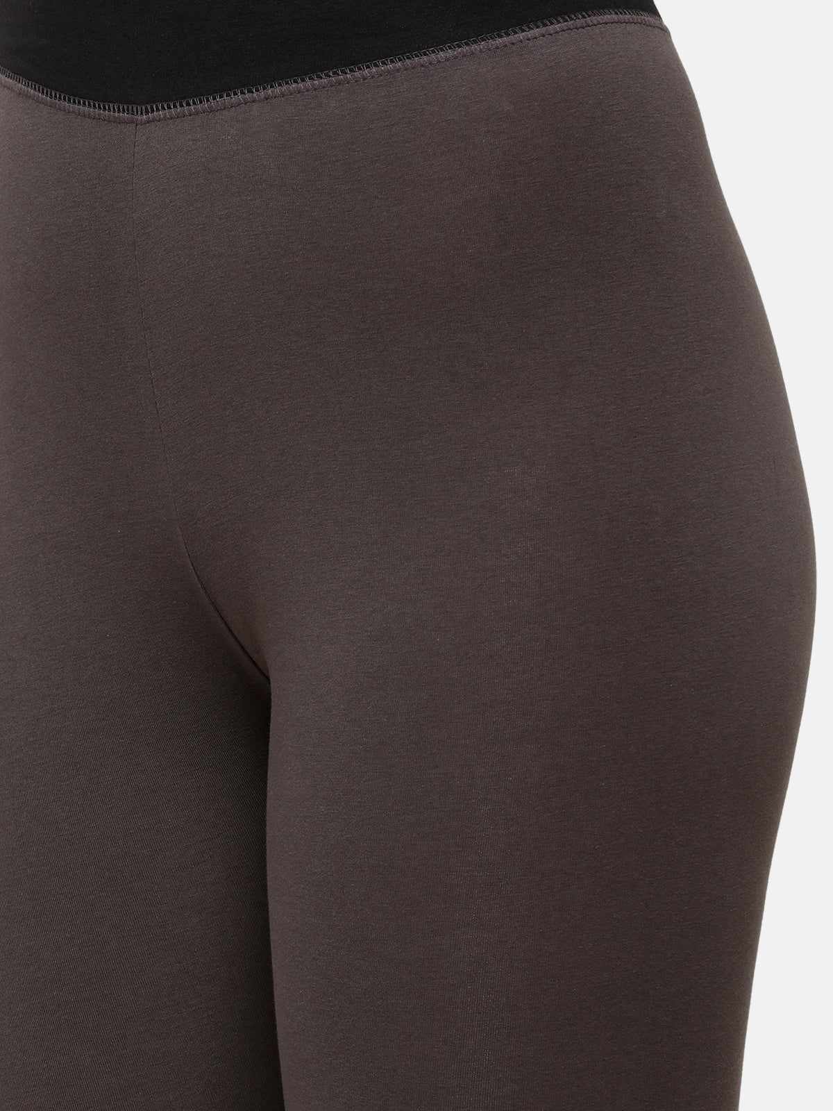 De Moza Women's Ankle Length Leggings Placement Print Cotton Dark Grey Melange - De Moza (4885588934719)