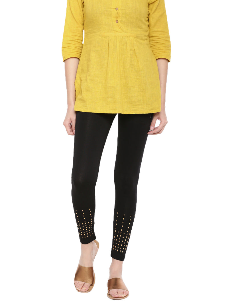 De Moza- Ladies Printed Ankle Length Leggings Black - De Moza (1603241410623)