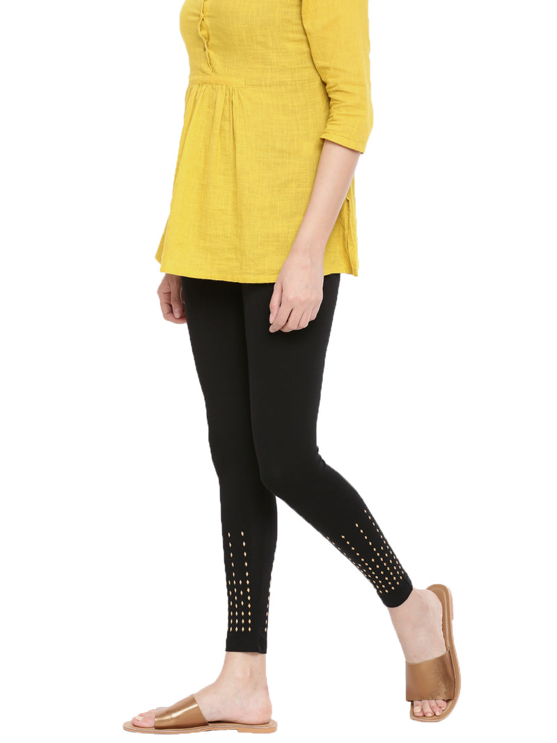 De Moza- Ladies Printed Ankle Length Leggings Black - De Moza (1603241410623)