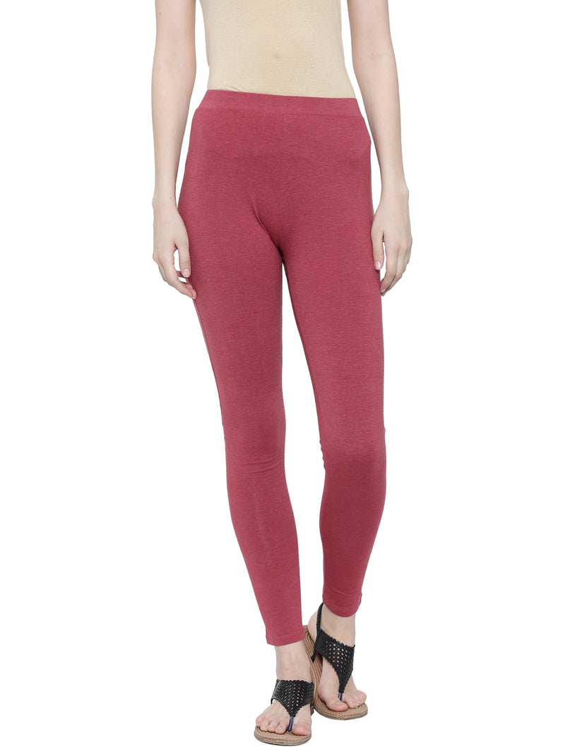 De Moza- Ladies Yoga Leggings Maroon Melange - De Moza (1497942818879)