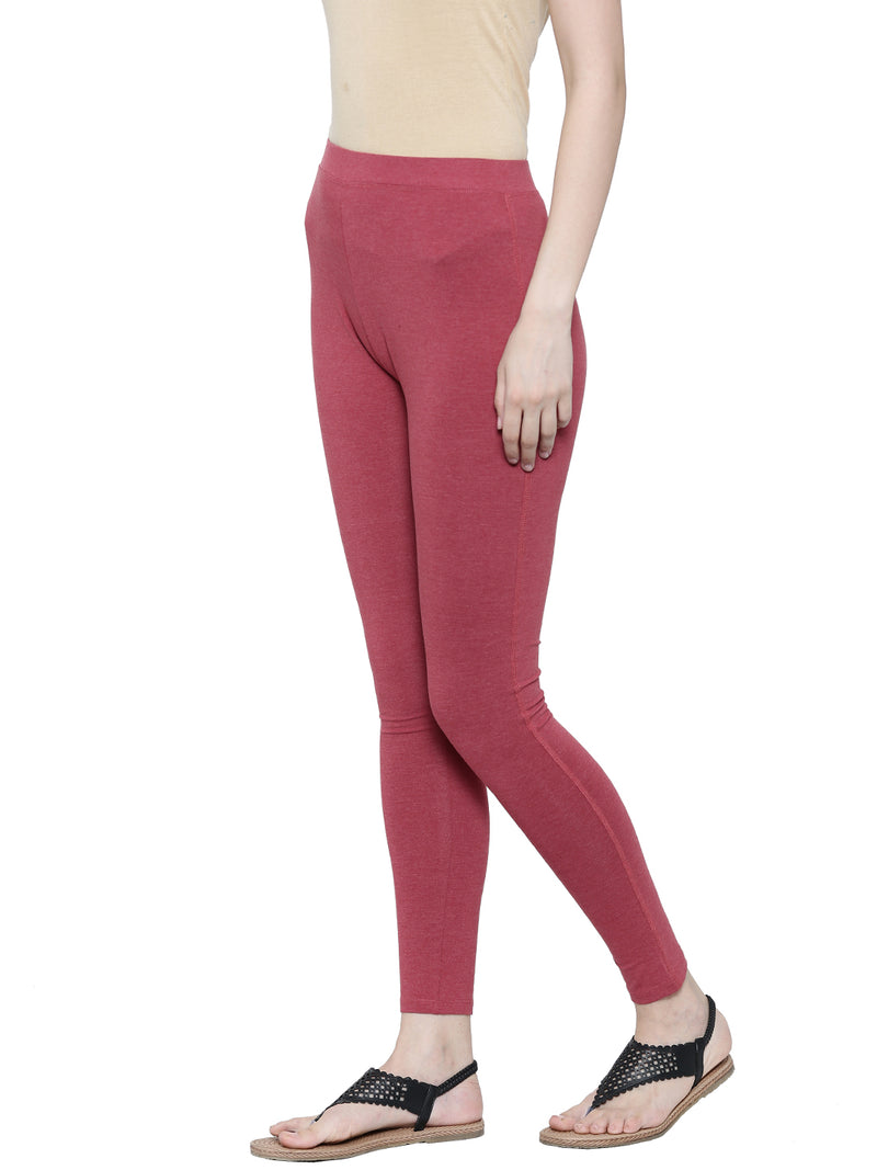 De Moza- Ladies Yoga Leggings Maroon Melange - De Moza (1497942818879)