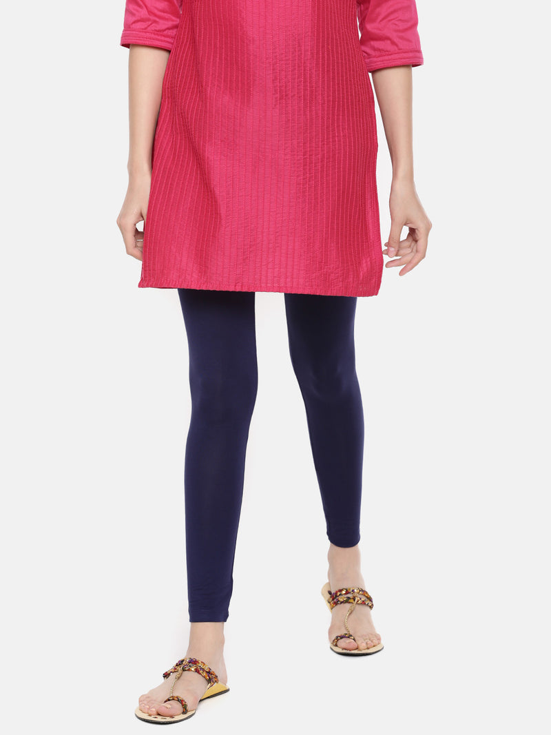 De Moza Ladies Ankle Length Leggings Modal Dark Navy Blue - De Moza (6564027367487)